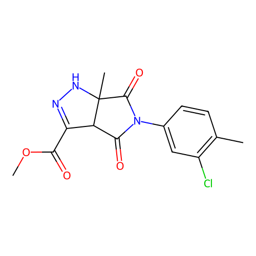 methyl 5-(3-chloro-4-methylphenyl)-6a-methyl-4,6-dioxo-1,3a,4,5,6,6a-hexahydropyrrolo[3,4-c]pyrazole-3-carboxylate structure