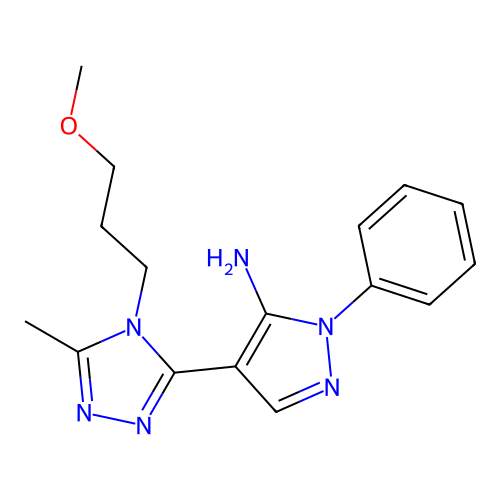 4-[4-(3-methoxypropyl)-5-methyl-4H-1,2,4-triazol-3-yl]-1-phenyl-1H-pyrazol-5-amine structure