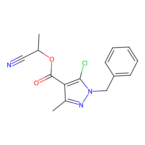 1-Cyanoethyl 1-benzyl-5-chloro-3-methylpyrazole-4-carboxylate structure