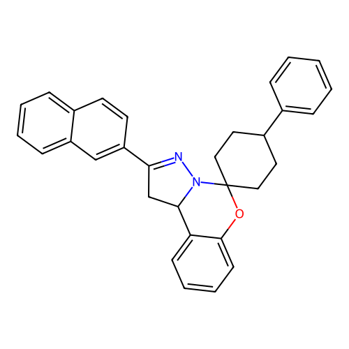 2'-(naphthalen-2-yl)-4-phenyl-1',10b'-dihydrospiro[cyclohexane-1,5'-pyrazolo[1,5-c][1,3]benzoxazine] structure