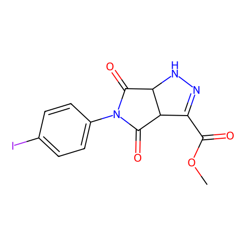 methyl 5-(4-iodophenyl)-4,6-dioxo-1,3a,4,5,6,6a-hexahydropyrrolo[3,4-c]pyrazole-3-carboxylate structure