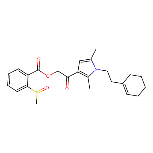 2-{1-[2-(cyclohex-1-en-1-yl)ethyl]-2,5-dimethyl-1H-pyrrol-3-yl}-2-oxoethyl 2-methanesulfinylbenzoate structure