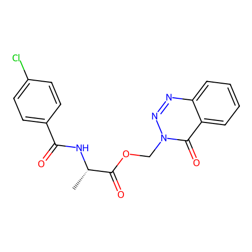 (4-oxo-1,2,3-benzotriazin-3-yl)methyl (2S)-2-[(4-chlorobenzoyl)amino]propanoate structure