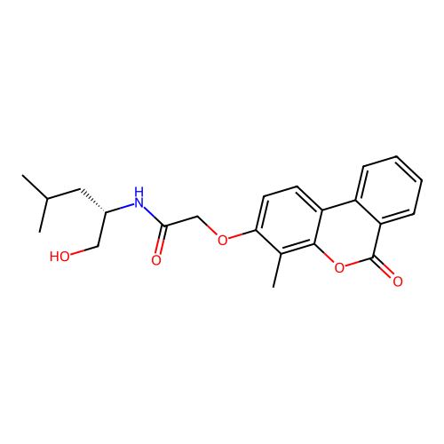 N-[(2S)-1-hydroxy-4-methylpentan-2-yl]-2-(4-methyl-6-oxobenzo[c]chromen-3-yl)oxyacetamide structure