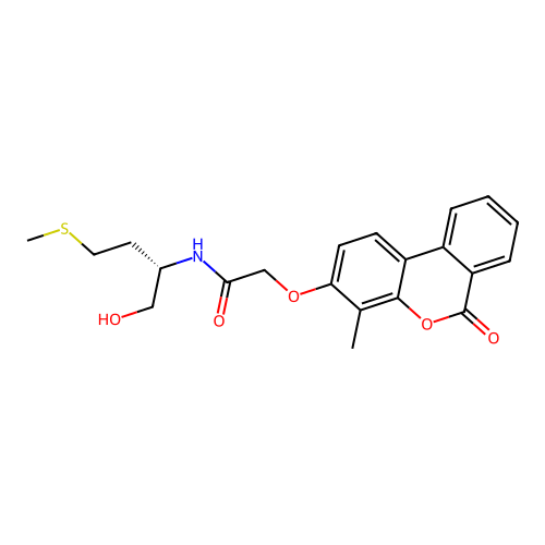 (S)-N-(1-hydroxy-4-(methylthio)butan-2-yl)-2-((4-methyl-6-oxo-6H-benzo[c]chromen-3-yl)oxy)acetamide structure