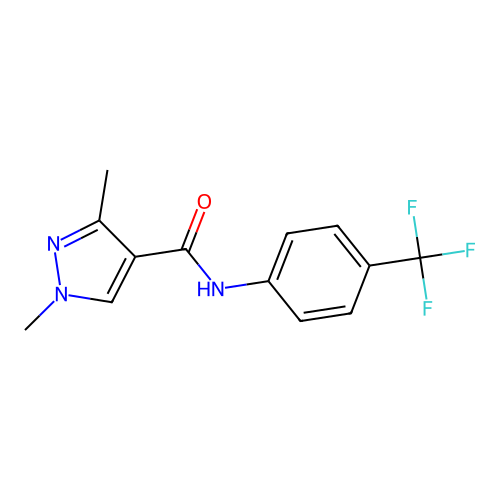 1,3-dimethyl-N-[4-(trifluoromethyl)phenyl]-1H-pyrazole-4-carboxamide structure