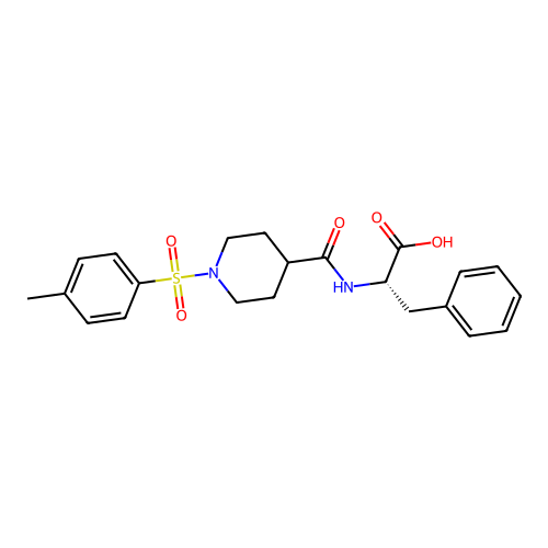 (S)-3-phenyl-2-(1-tosylpiperidine-4-carboxamido)propanoic acid structure