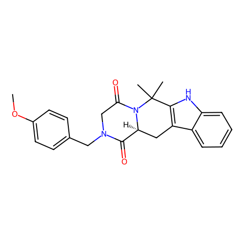 (12aS)-2-(4-methoxybenzyl)-6,6-dimethyl-2,3,6,7,12,12a-hexahydropyrazino[1',2':1,6]pyrido[3,4-b]indole-1,4-dione structure