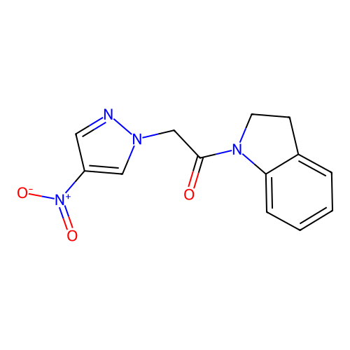 1-({4-nitro-1H-pyrazol-1-yl}acetyl)indoline structure