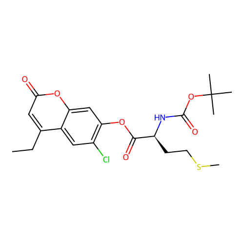(S)-6-chloro-4-ethyl-2-oxo-2H-chromen-7-yl 2-((tert-butoxycarbonyl)amino)-4-(methylthio)butanoate structure