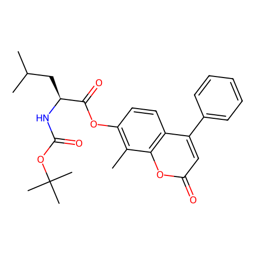 N-[(1,1-Dimethylethoxy)carbonyl]-L-leucine 8-methyl-2-oxo-4-phenyl-2H-1-benzopyran-7-yl ester structure
