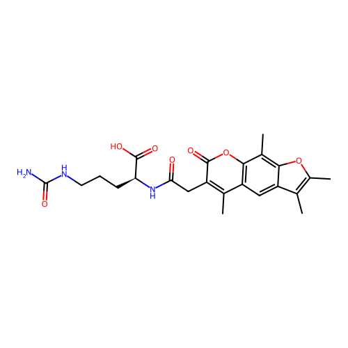 (2S)-5-(carbamoylamino)-2-[[2-(2,3,5,9-tetramethyl-7-oxofuro[3,2-g]chromen-6-yl)acetyl]amino]pentanoic acid structure