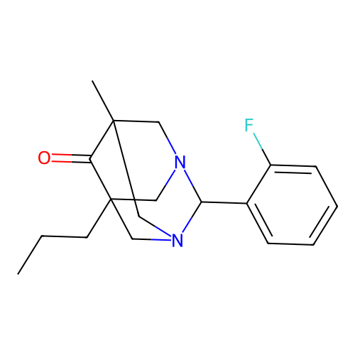 2-(2-Fluorophenyl)-5-methyl-7-propyl-1,3-diazatricyclo[3.3.1.1~3,7~]decan-6-one structure
