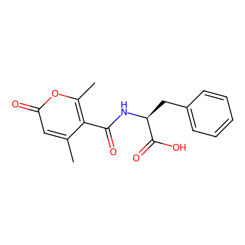 N-[(4,6-dimethyl-2-oxo-2H-pyran-5-yl)carbonyl]-L-phenylalanine structure