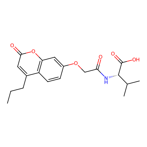 N-{[(2-oxo-4-propyl-2H-chromen-7-yl)oxy]acetyl}-L-valine structure
