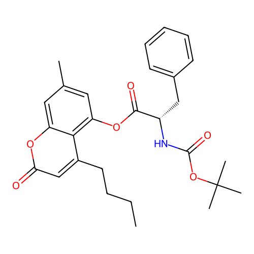 (S)-4-butyl-7-methyl-2-oxo-2H-chromen-5-yl 2-((tert-butoxycarbonyl)amino)-3-phenylpropanoate structure
