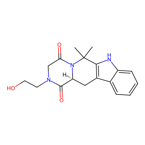 (12aS)-2-(2-hydroxyethyl)-6,6-dimethyl-2,3,6,7,12,12a-hexahydropyrazino[1',2':1,6]pyrido[3,4-b]indole-1,4-dione structure