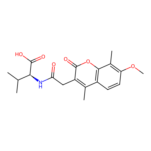 (S)-2-(2-(7-methoxy-4,8-dimethyl-2-oxo-2H-chromen-3-yl)acetamido)-3-methylbutanoic acid structure