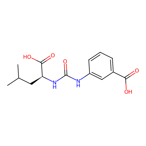 (S)-3-(3-(1-carboxy-3-methylbutyl)ureido)benzoic acid structure