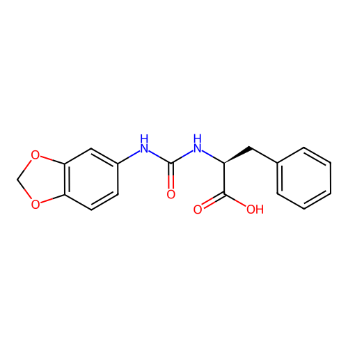 N-(1,3-benzodioxol-5-ylcarbamoyl)-L-phenylalanine structure