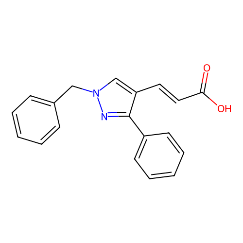 3-(1-Benzyl-3-phenyl-pyrazol-4-yl)prop-2-enoic acid structure