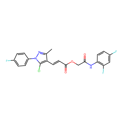 2-((2,4-Difluorophenyl)amino)-2-oxoethyl (E)-3-(5-chloro-1-(4-fluorophenyl)-3-methyl-1H-pyrazol-4-yl)acrylate structure