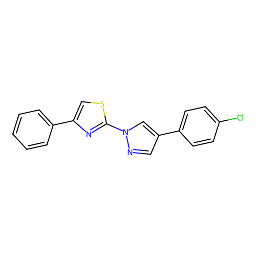 2-[4-(4-chlorophenyl)-1H-pyrazol-1-yl]-4-phenyl-1,3-thiazole structure