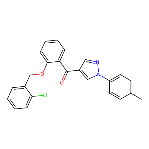 {2-[(2-chlorobenzyl)oxy]phenyl}[1-(4-methylphenyl)-1H-pyrazol-4-yl]methanone structure