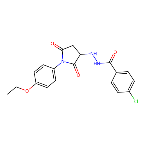 4-chloro-N'-[1-(4-ethoxyphenyl)-2,5-dioxopyrrolidin-3-yl]benzohydrazide structure