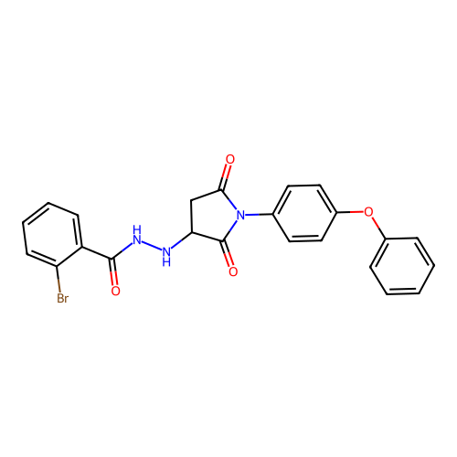 2-bromo-N'-[2,5-dioxo-1-(4-phenoxyphenyl)pyrrolidin-3-yl]benzohydrazide structure