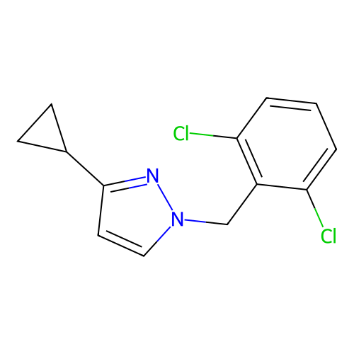 3-Cyclopropyl-1-[(2,6-dichlorophenyl)methyl]pyrazole structure