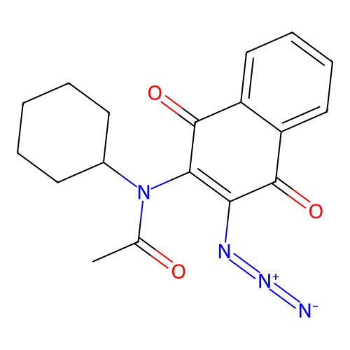 N-(3-azido-1,4-dioxo-1,4-dihydronaphthalen-2-yl)-N-cyclohexylacetamide structure
