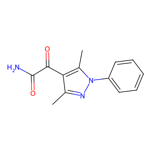 2-(3,5-dimethyl-1-phenyl-1H-pyrazol-4-yl)-2-oxoacetamide structure