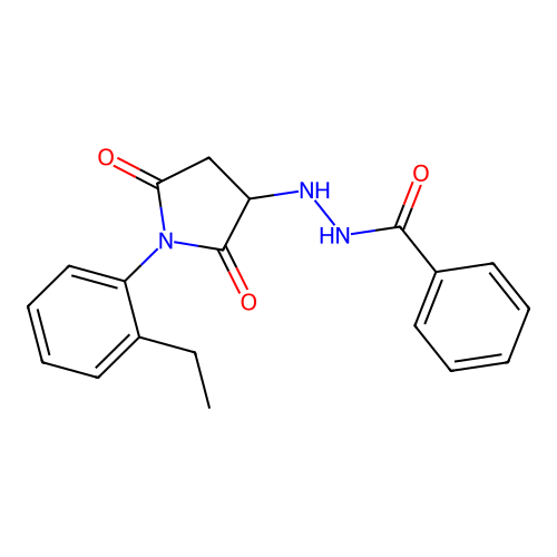 N'-[1-(2-ethylphenyl)-2,5-dioxopyrrolidin-3-yl]benzohydrazide structure