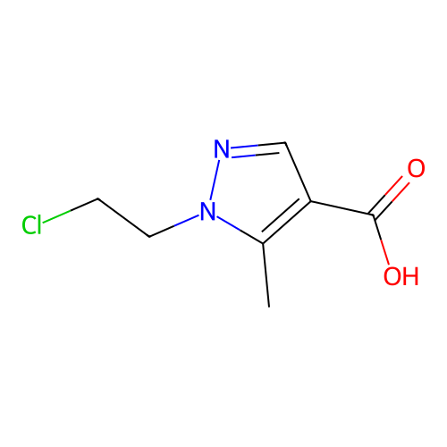 1-(2-chloroethyl)-5-methyl-1H-pyrazole-4-carboxylic acid structure