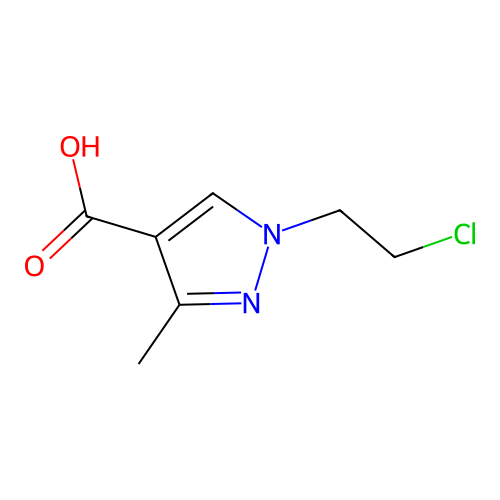 1-(2-chloroethyl)-3-methyl-1H-pyrazole-4-carboxylic acid structure