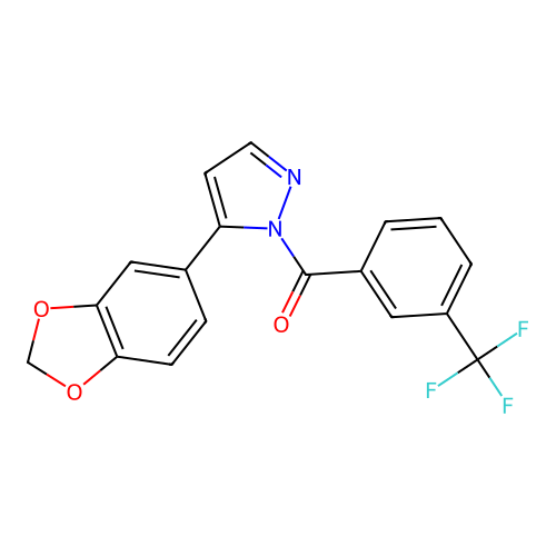 [5-(1,3-benzodioxol-5-yl)-1H-pyrazol-1-yl][3-(trifluoromethyl)phenyl]methanone structure