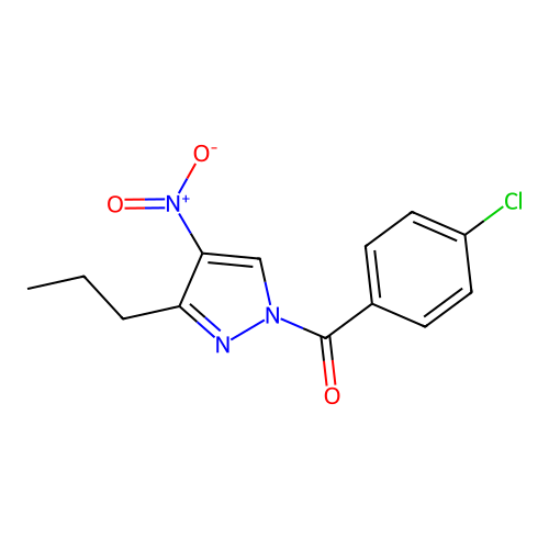 (4-chlorophenyl)(4-nitro-3-propyl-1H-pyrazol-1-yl)methanone structure