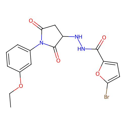 5-bromo-N'-[1-(3-ethoxyphenyl)-2,5-dioxopyrrolidin-3-yl]furan-2-carbohydrazide structure