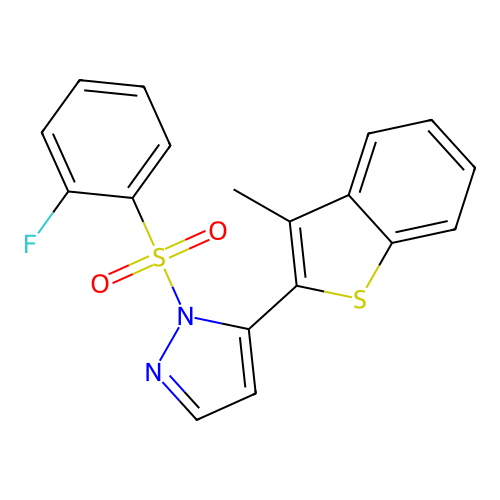 1-[(2-fluorophenyl)sulfonyl]-5-(3-methyl-1-benzothiophen-2-yl)-1H-pyrazole structure