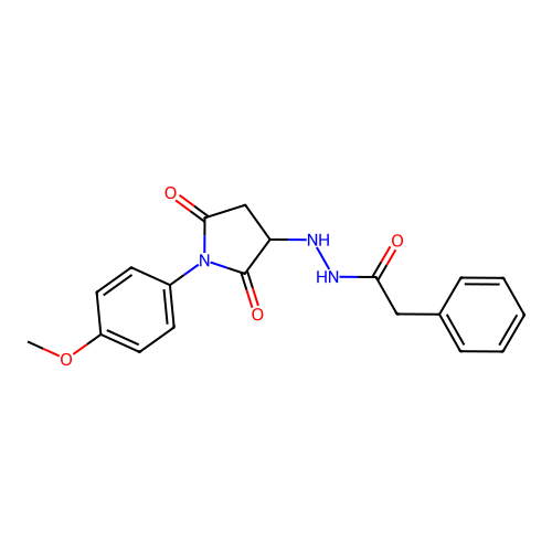 N'-[1-(4-methoxyphenyl)-2,5-dioxopyrrolidin-3-yl]-2-phenylacetohydrazide structure