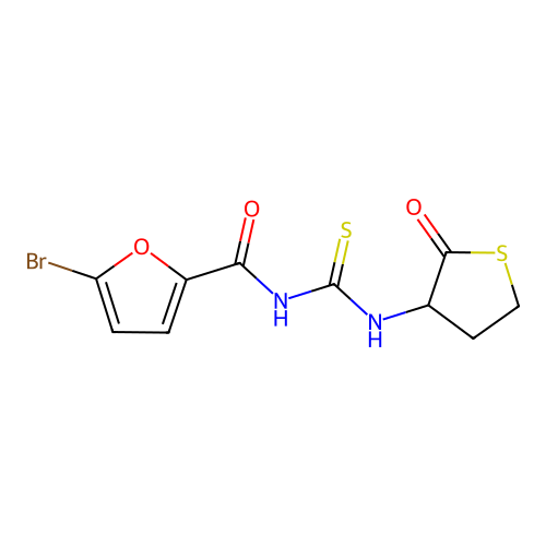 5-bromo-N-((2-oxotetrahydrothiophen-3-yl)carbamothioyl)furan-2-carboxamide structure