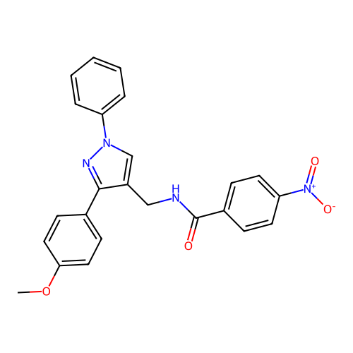 N-{[3-(4-methoxyphenyl)-1-phenyl-1H-pyrazol-4-yl]methyl}-4-nitrobenzamide structure
