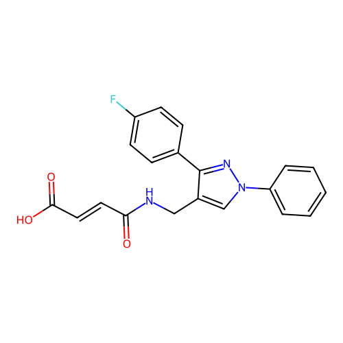 (E)-4-[[3-(4-fluorophenyl)-1-phenylpyrazol-4-yl]methylamino]-4-oxobut-2-enoic acid structure