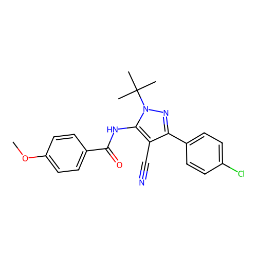 N-[2-tert-butyl-5-(4-chlorophenyl)-4-cyanopyrazol-3-yl]-4-methoxybenzamide structure