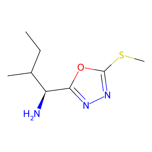 (1S)-2-Methyl-1-(5-(methylthio)-1,3,4-oxadiazol-2-yl)butan-1-amine structure