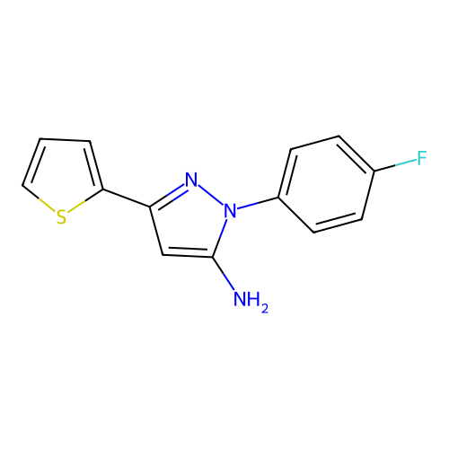 1-(4-fluorophenyl)-3-(thiophen-2-yl)-1H-pyrazol-5-amine structure