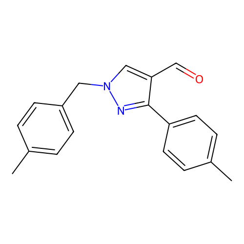 3-(4-methylphenyl)-1-[(4-methylphenyl)methyl]-1H-pyrazole-4-carbaldehyde structure