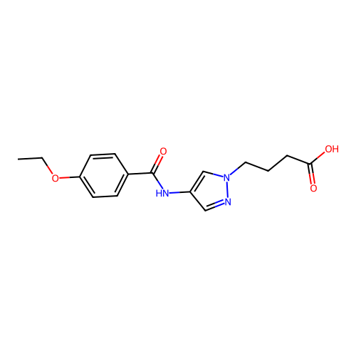 4-(4-{[(4-ethoxyphenyl)carbonyl]amino}-1H-pyrazol-1-yl)butanoic acid structure