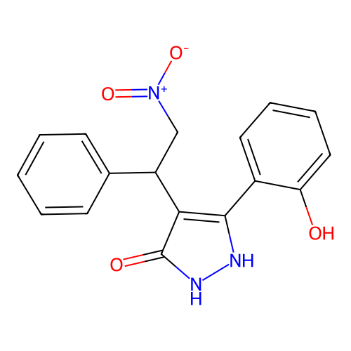 3-(2-hydroxyphenyl)-4-(2-nitro-1-phenylethyl)-1H-pyrazol-5-ol structure
